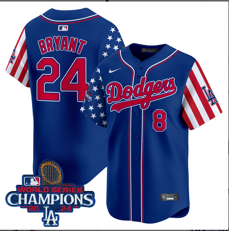 Men MLB Los Angeles Dodgers #24 Bryant American Style blue 2024 World Series Champions  Limited Jersey->los angeles dodgers->MLB Jersey